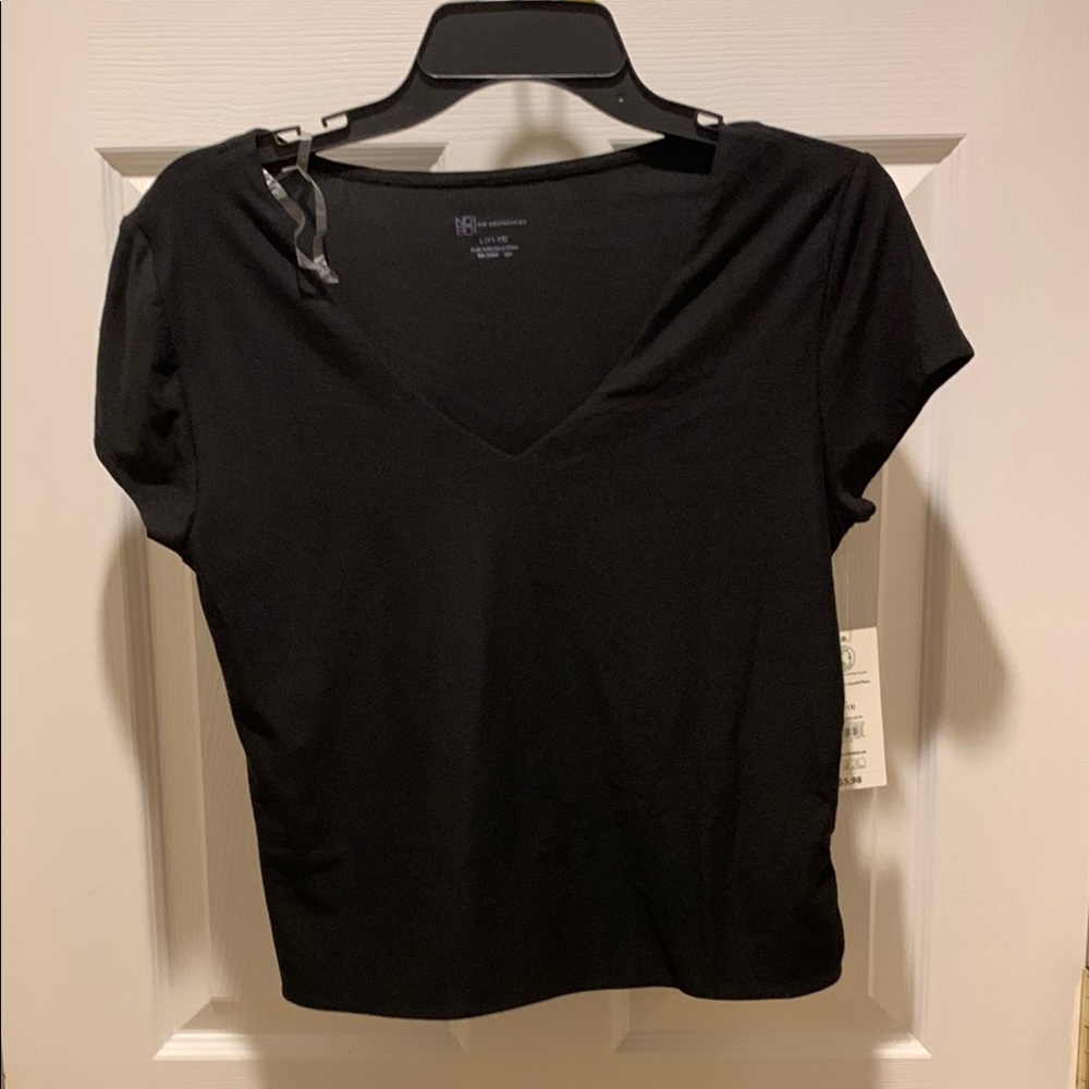 Black V-Neck Women's Top